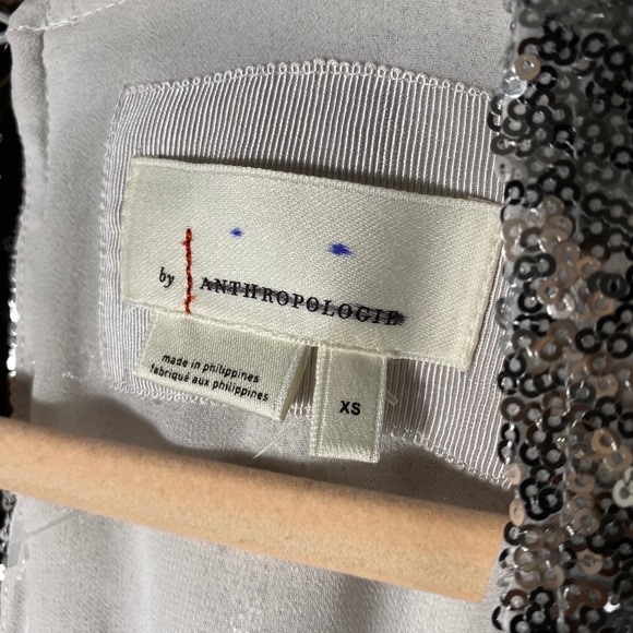 New Anthropologie Lisabette Silver Sequined Mini - Picture 7 of 8